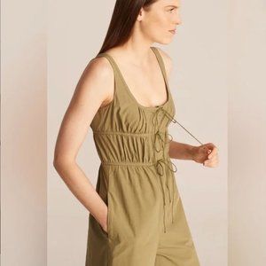 NWT Rebecca Taylor Full Length Poplin Green Romper Size 0 Silk/Cotton Womens